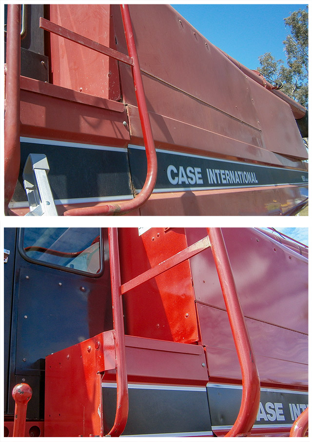 Agricultural & Farm Machinery Detailing - Case International Header before & after paint rejuvenation